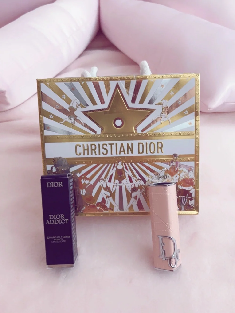 Dior Pink Addict Lipstick case pink cannage